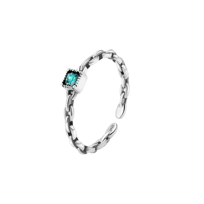 s925纯银绿宝石开口戒指设计师