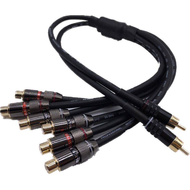 发烧级 二分六 音频线 2转6莲花母 功放AC-3 5.1 播放器连接功放