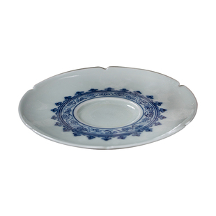 钟家窑陶瓷杯垫 景德镇手工青花葵口卷曲纹小杯托隔热防烫小杯碟