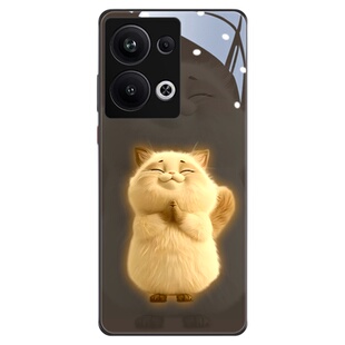许愿猫适用oppofindx8手机壳reno14智能发光r17玻璃a93高级感小众x6pro立体x3创意一加ace3网红爆款5个性3d套