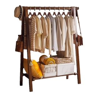 家逸纯榉木衣帽架卧室挂衣架落地衣服架子家用折叠实木房间晾衣架