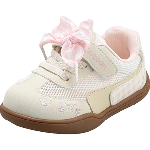 牧童女童鞋宝宝学步鞋2026夏季新款蝴蝶结女孩软底网面儿童德训鞋
