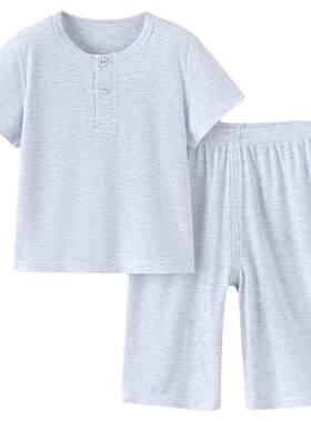 babylove【高定彩纱】宝宝家居服夏薄款莫代尔分体套装男女童睡衣