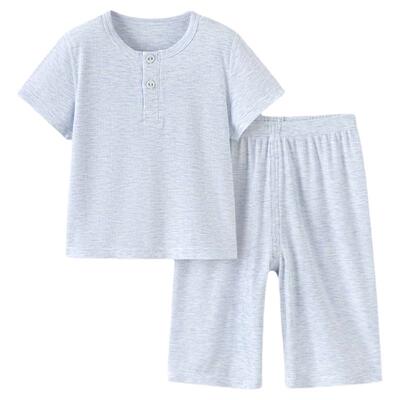 babylove【高定彩纱】宝宝家居服夏薄款莫代尔分体套装男女童睡衣