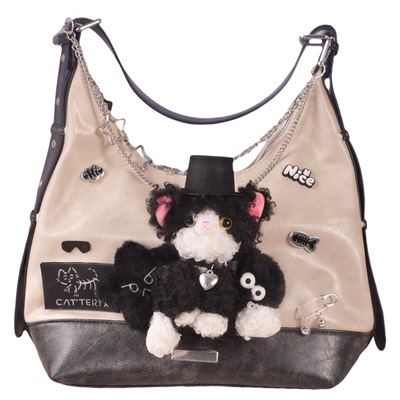 BELE潮酷黑猫星链大容量托特包