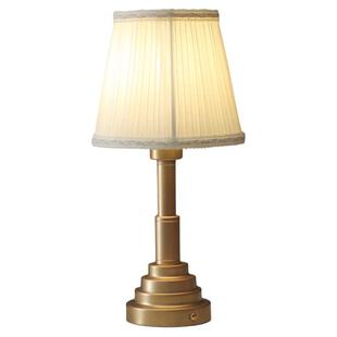 清吧桌面氛围灯欧式复古酒吧餐厅酒馆法式布艺充电桌灯英伦风台灯