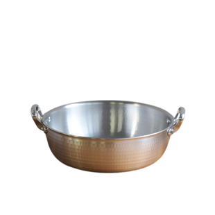 暖胃的火锅｜日本制中尾铝制作所槌打纹广口浅型双耳煮锅炸锅铝锅