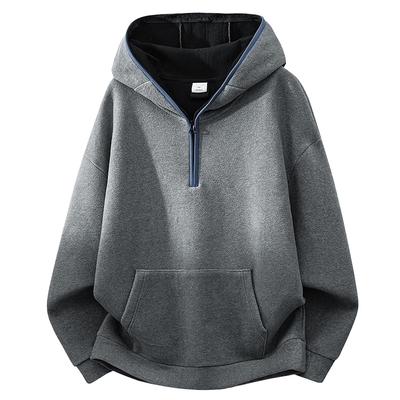 摇粒绒面料美式连帽半开衫卫衣