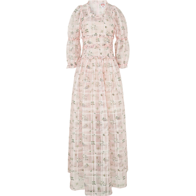 【折扣】shrimps女士荷叶边印花欧亘纱连衣裙礼服裙