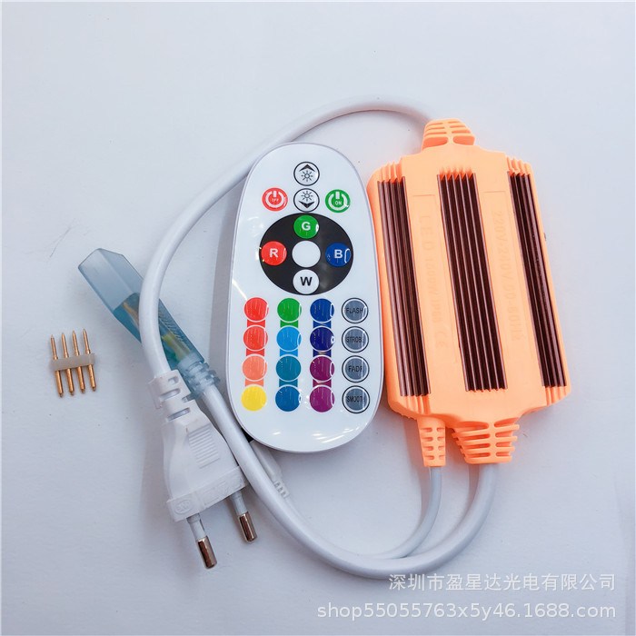 LED灯带插头5050七条流水220V带彩灯灯接头跑马控制器4电源RGB针