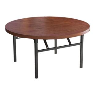 实木圆桌餐桌商用饭店酒店食堂餐饮家用聚会圆形桌子转盘加厚折叠