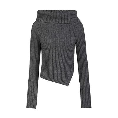 sdeer一字领开叉不规则针织衫