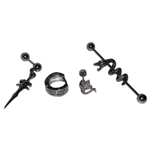 暗黑酷帅蛇形耳骨钉钛钢立体小蛇耳桥耳蜗钉个性剑形吊坠耳环耳饰