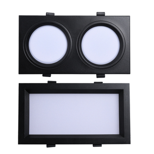 LED双头筒灯10x20格栅灯长方形射灯嵌入式天花灯双排吊顶黑斗胆灯