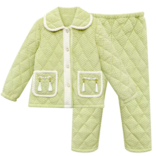 漂亮出门睡衣女生冬季高品质三层加厚夹棉珊瑚绒可外穿家居服省服