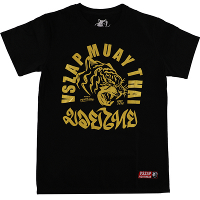 金色虎头印花纯棉宽松短袖T恤男