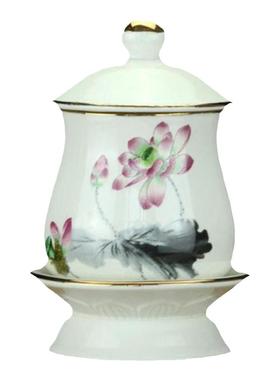 陶瓷供杯茶杯水墨丹青彩绘莲花杯