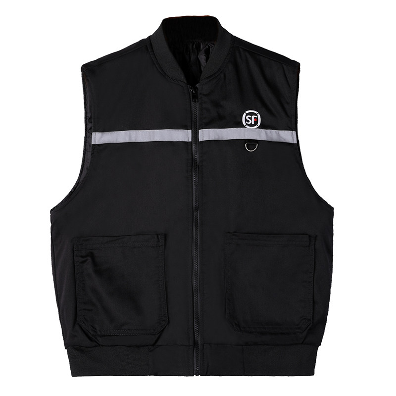 全新正品顺丰快递工作服棉马夹冬季黑色加棉加厚保暖棉背心SF马甲