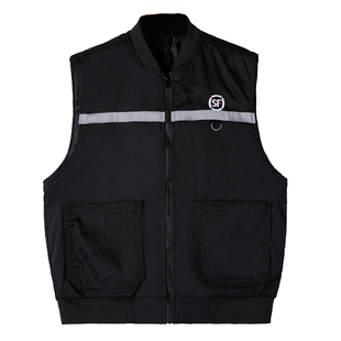 全新正品顺丰快递工作服棉马夹冬季黑色加棉加厚保暖棉背心SF马甲