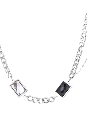 黑宝石小众钛钢痞帅项链