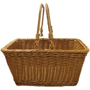 超市购物篮子手提收纳厨房装菜大号编织椭圆形户外野餐外出逛街篮