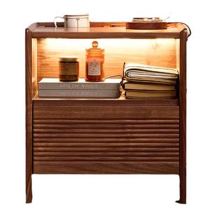 北美黑胡桃木床头柜纯实木床边柜北欧简约现代原木抽屉柜小床头桌