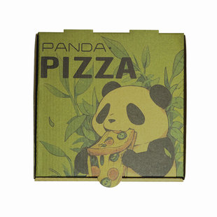 熊猫花花披萨盒比萨打包盒外卖三层瓦楞牛皮加厚7 8 9 10寸包装盒