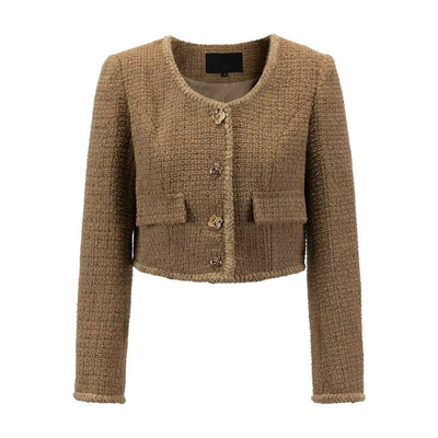 XIAOYIZI卡其色圆领小香外套