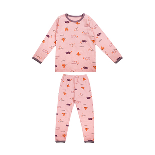 儿童A类纯棉羊毛拉架家居服秋冬保暖女童睡衣套装宝宝秋衣秋裤