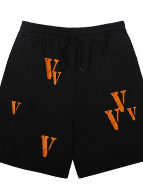 VLONE拼接LOGO刺绣针织宽松短裤 男女同款 情侣款