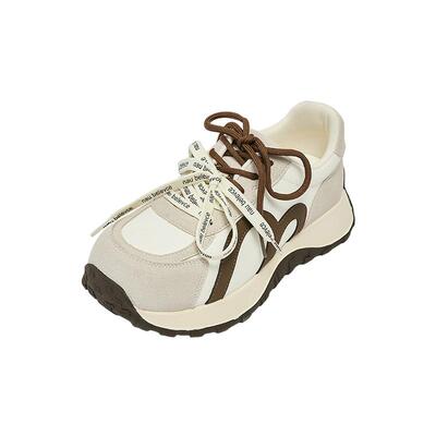 三福女板鞋春季童趣少女撞色拼接双带大头厚底增高女鞋852214