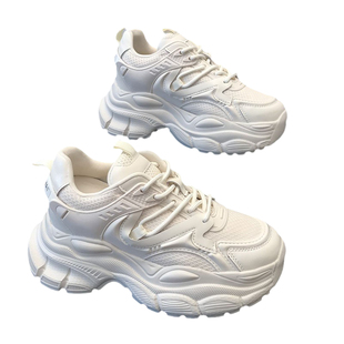 8cm内增高老爹鞋女显脚小2026春新款真皮运动休闲鞋百搭小码女鞋