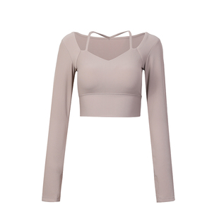 annerun运动上衣女带胸垫长袖普拉提训练瑜珈服修身显瘦健身服潮