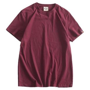 冷色系雾霾蓝紫色T恤男重磅纯棉纯色多色ins复古基础款四季打底衫