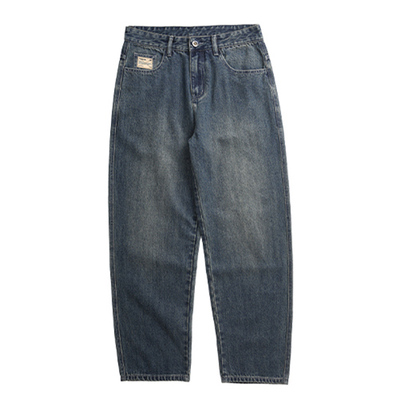 惊浪美式复古水洗牛仔裤男