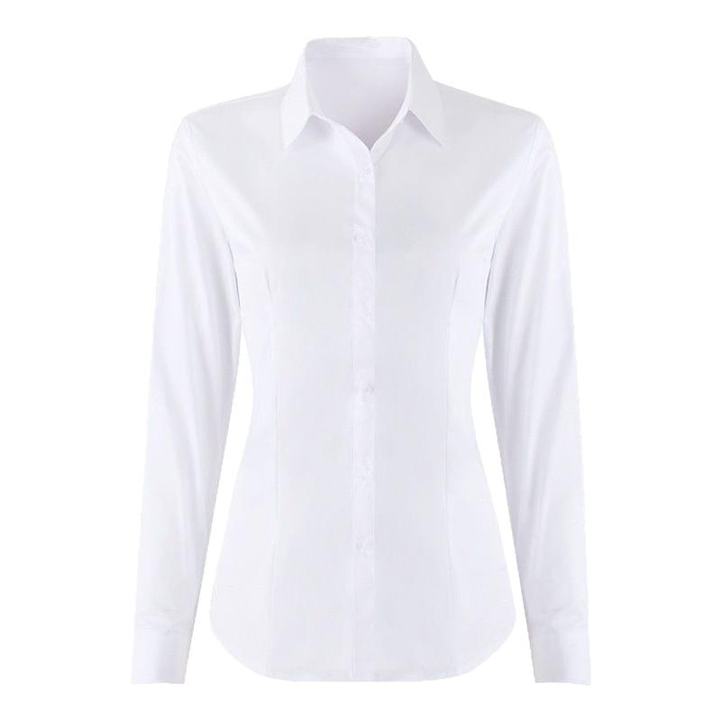 竹纤维方领职业灰衬衫女长袖正装工作服上班工装女士蓝色衬衣灰