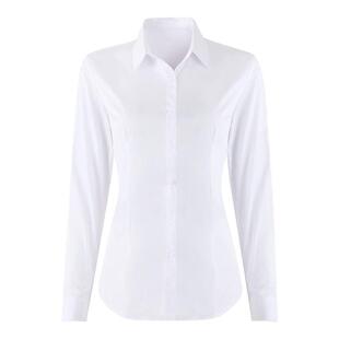 竹纤维方领职业灰衬衫女长袖正装工作服上班工装女士蓝色衬衣灰