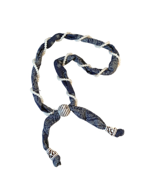 腰果花缠绕珍珠丝巾系脖项链女