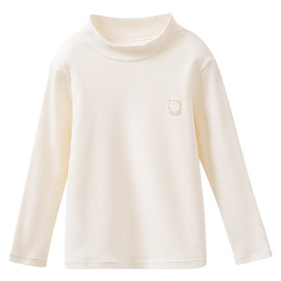 恒源祥女童打底衫半高领校服内搭白色秋冬长袖T恤女孩单上衣儿童