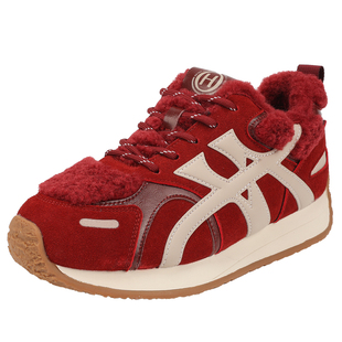 红粉知己【马年系列】2026新款复古新年鞋红色厚底5CM增高阿甘鞋