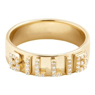 纯银凸面字母定制戒指Tencoo情侣