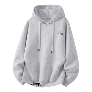 Jeep吉普男女士连帽卫衣新款春秋青少年衣服美式高级重磅男装上衣