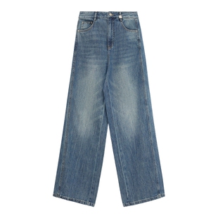 FF仿佛牛仔裤女2026春季新款破洞宽松直筒水洗丹宁显瘦高腰阔腿裤