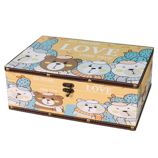 复古小箱子防潮手机平板保管箱密码收纳木盒儿童百宝箱盒子首饰盒