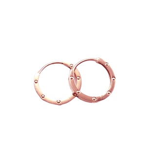 太太珠宝585紫金素金点点耳扣耳环时尚简约女士14K玫瑰金气质耳饰