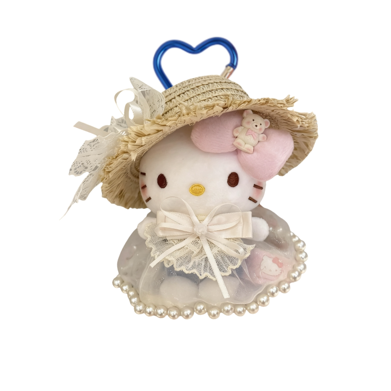 正版HelloKitty毛绒包挂件可爱kt猫玩偶珍珠纱裙钥匙扣生日礼物
