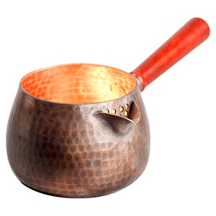 纯紫铜烤茶罐公道杯侧把铜壶铜罐煮茶烧水罐罐茶煮茶器炉围炉煮茶