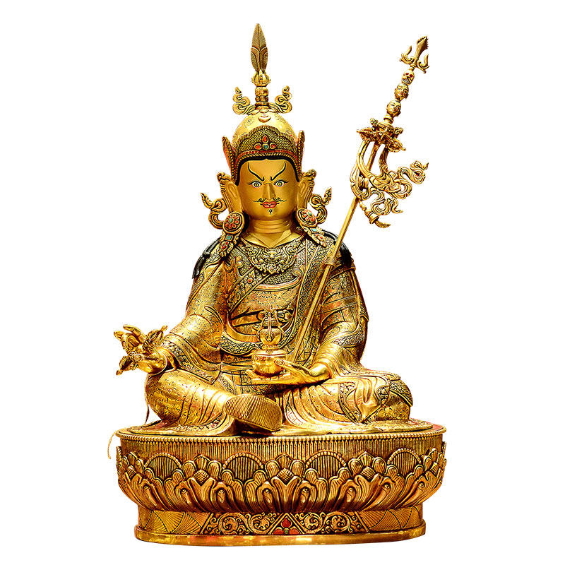 尼泊尔进口《莲花生大士》释迦族手工制作《莲花生大师》铜像摆件