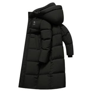 明星同款鸭鸭羽绒服男女款2024冬新品过膝中长款潮流连帽外套HS