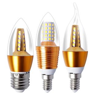 LED蜡烛灯泡e14小螺口尖泡5W7W9W12W20W拉尾水晶吊灯E27大螺口光